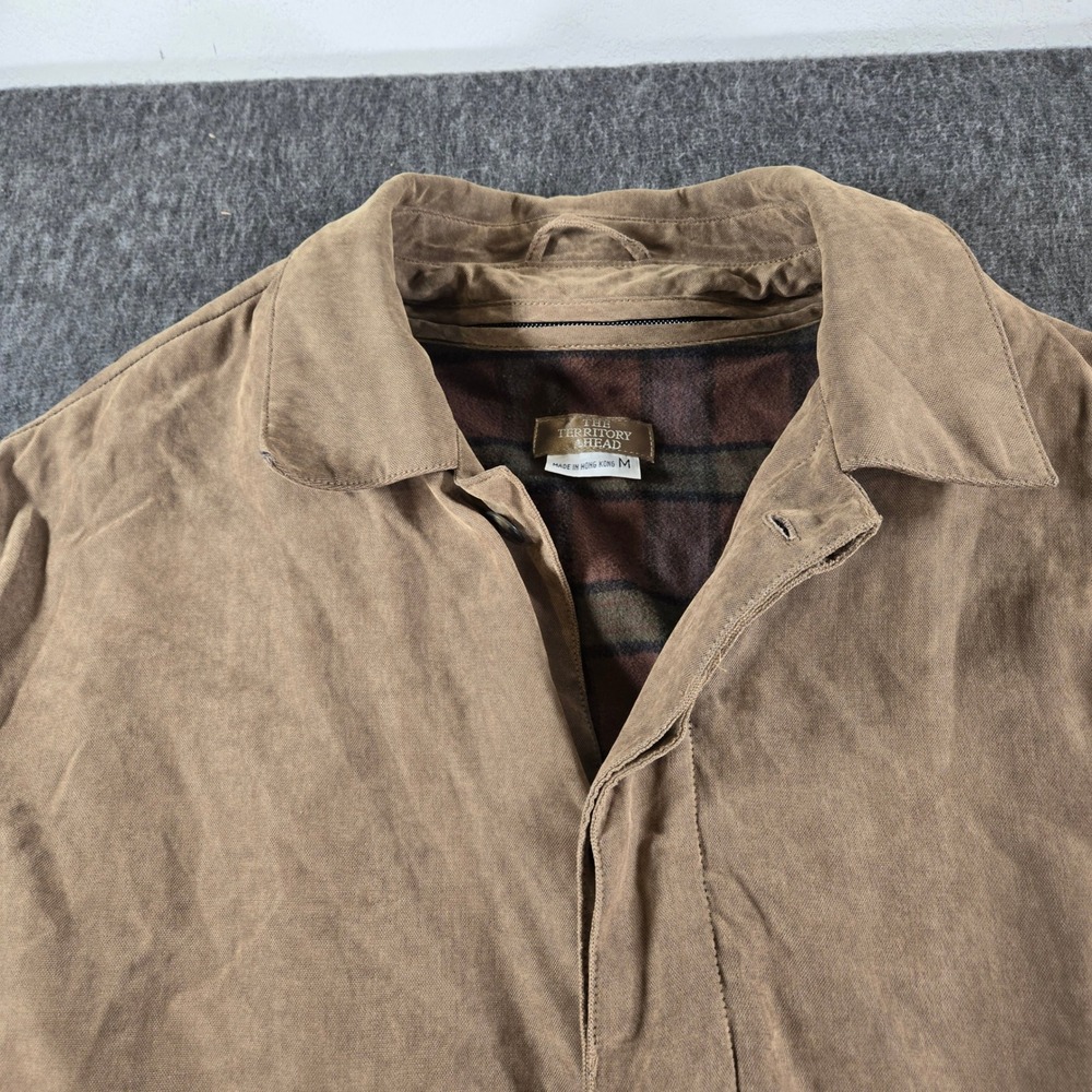 Vintage The Territory Ahead Duster Coat Mens M Brown Plaid Lined Western - Picture 2 of 9